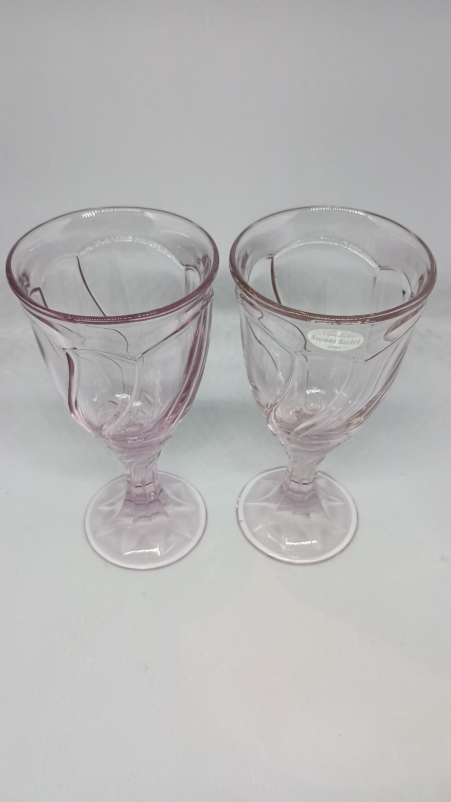 Noritake 2 Light Pink Sweet Swirl Water Glasses Made In Japan Discontinued