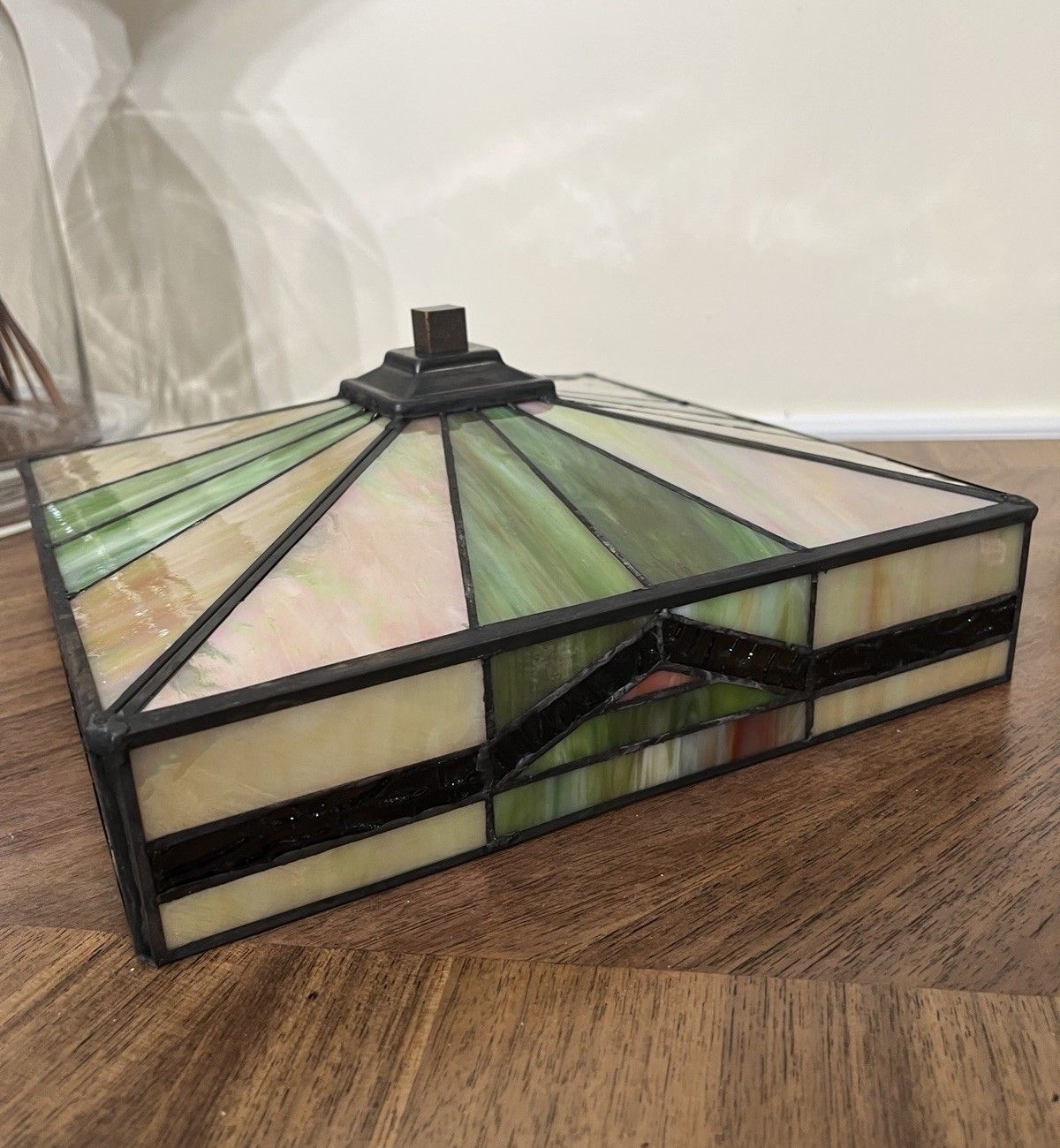 VTG Style Mission Arts & Crafts Stained Slag Glass Ceiling Light Fixture Shade