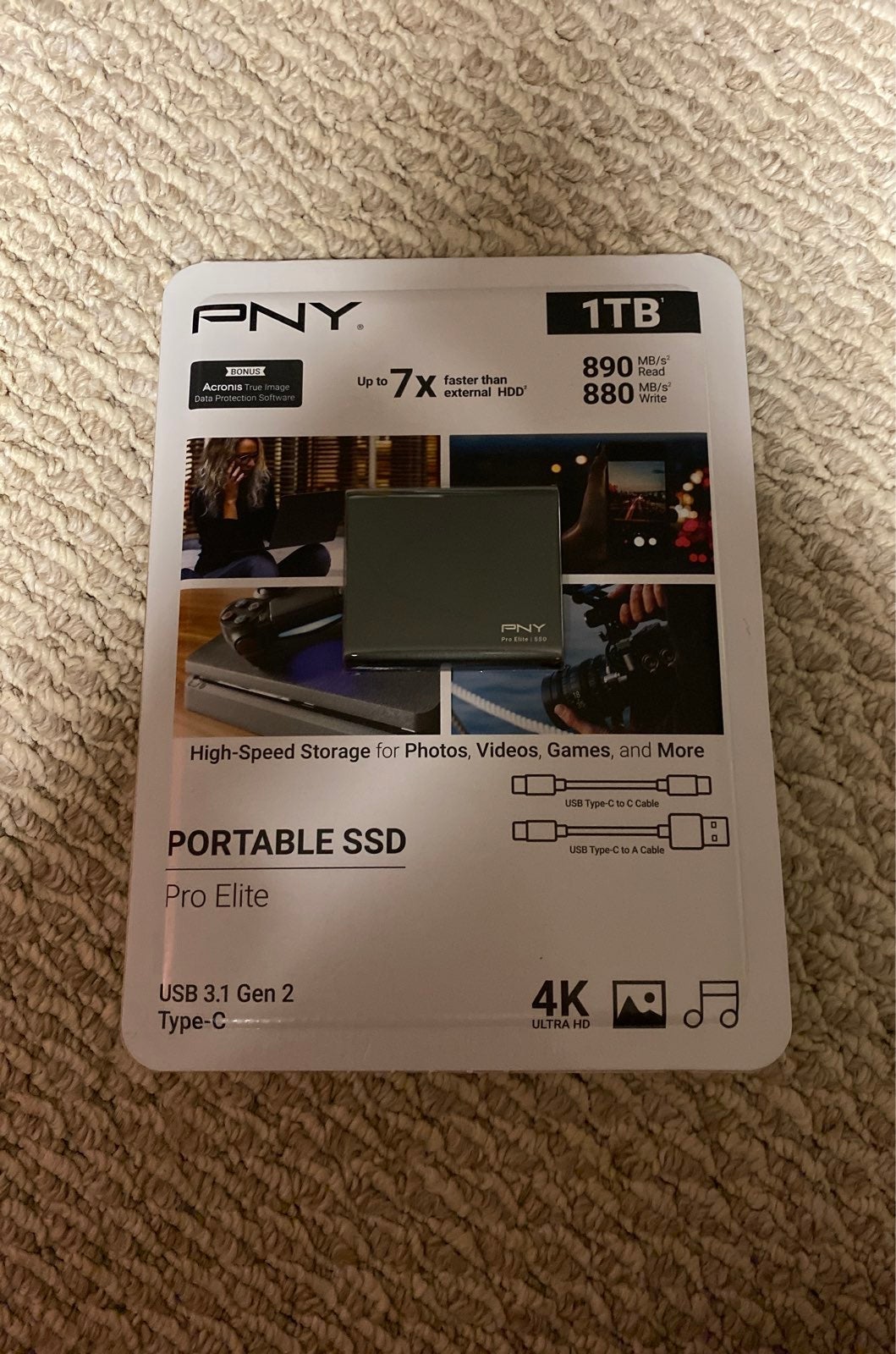 PNY 1TB Portable SSD Pro Elite Gen 2 Type C 3.1