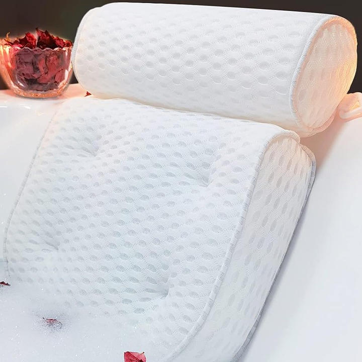 Bathtub Pillows for Head and Neck Support Bath Cushion Made White