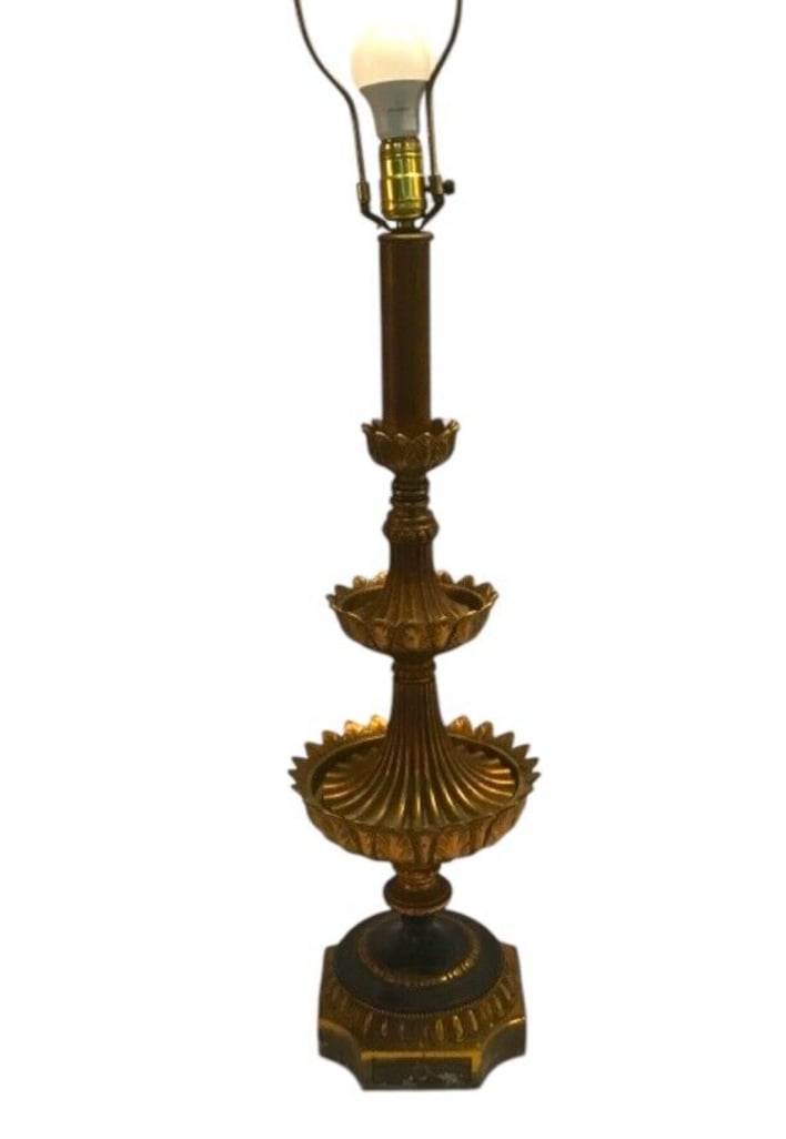 Vintage Antique Height Heavy Candlestick Table Lamp 25” Tall