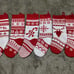 6 Pack 18 Knit Christmas Stockings, Large Rustic Yarn Xmas Stockings
