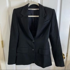 THE ROW WOOL TWO BUTTON FRONT BLAZER WITH CROCODILE PRINT ELBOW PATCH SIZE SMALL