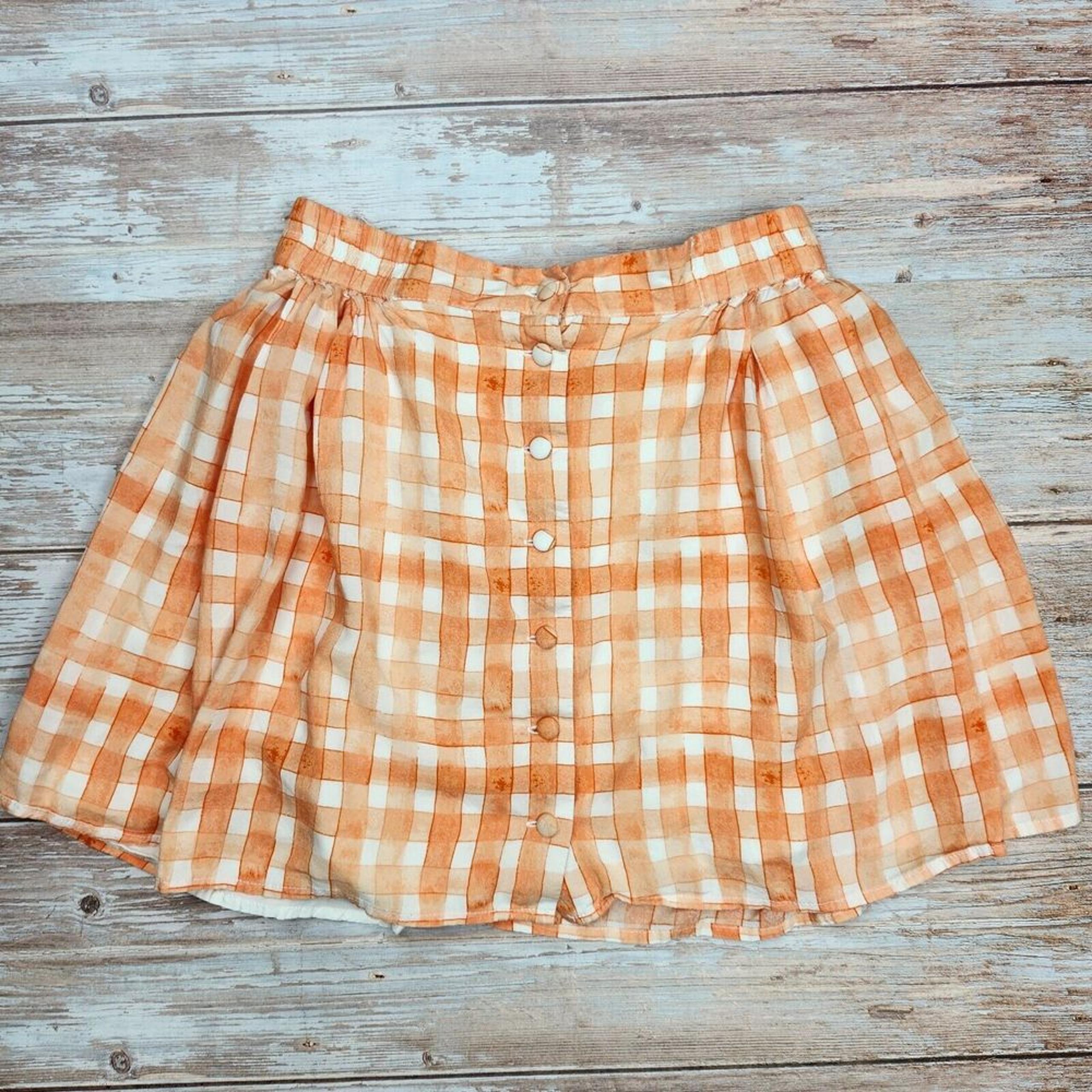 Urban Outfitters Plaid Orange Mini Skirt A Line Lightweight Regular Size Small
