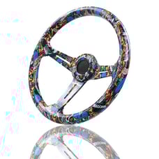 NEW JDM UNIVERSAL 350MM STICKERBOMB Acrylic Deep Dish 6 Holes Steering Wheel