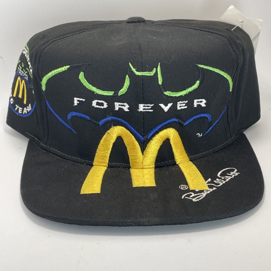Vtg Bill Elliott Hat McDonald's Racing Team Batman Forever Black Snapback 95'New
