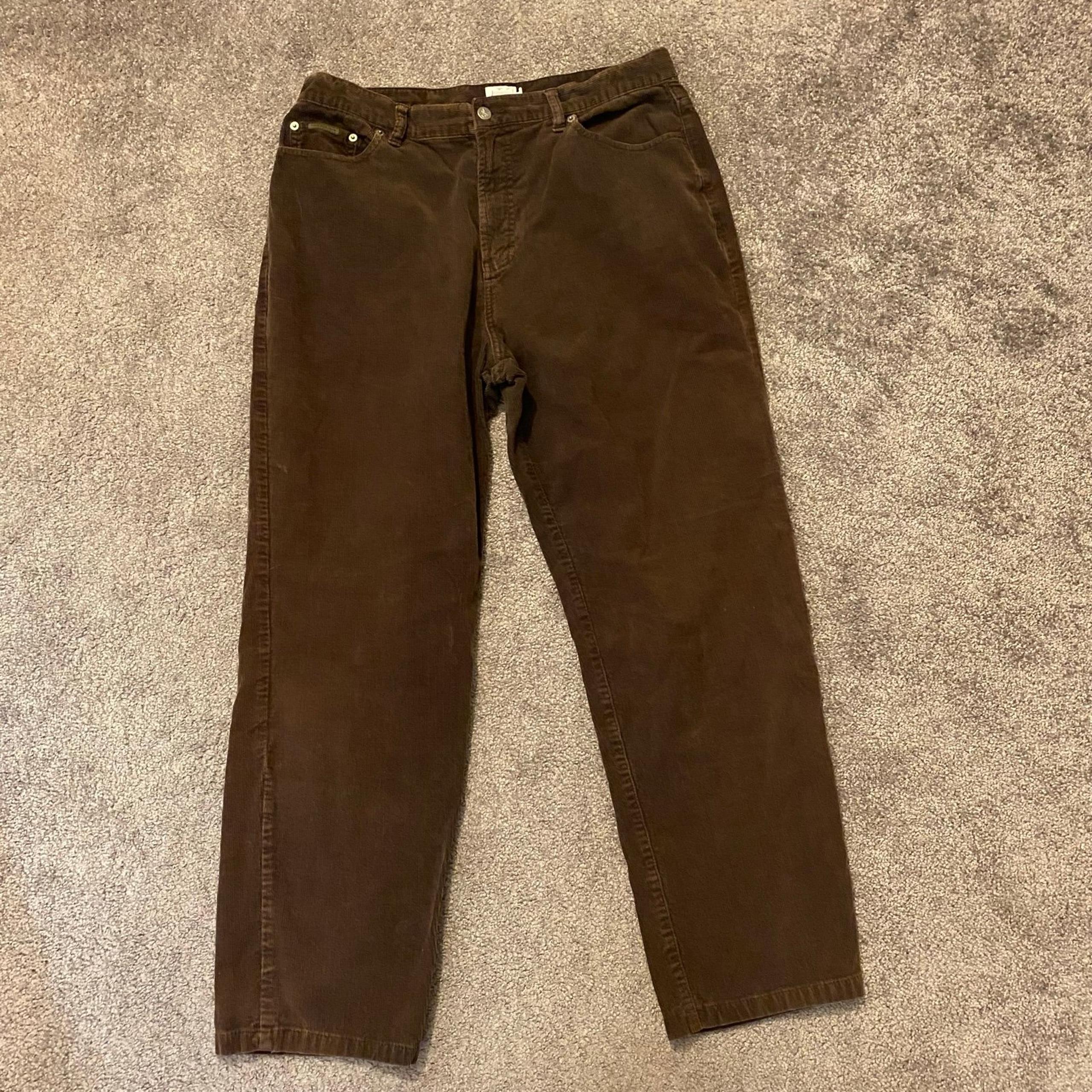 Calvin Klein Jeans Corduroy Women's 16 Brown High Rise Straight Leg Casual Fall