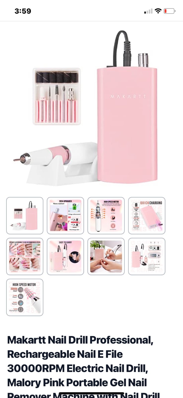Professional Mallory portable nail drill machine that you can clip on your side