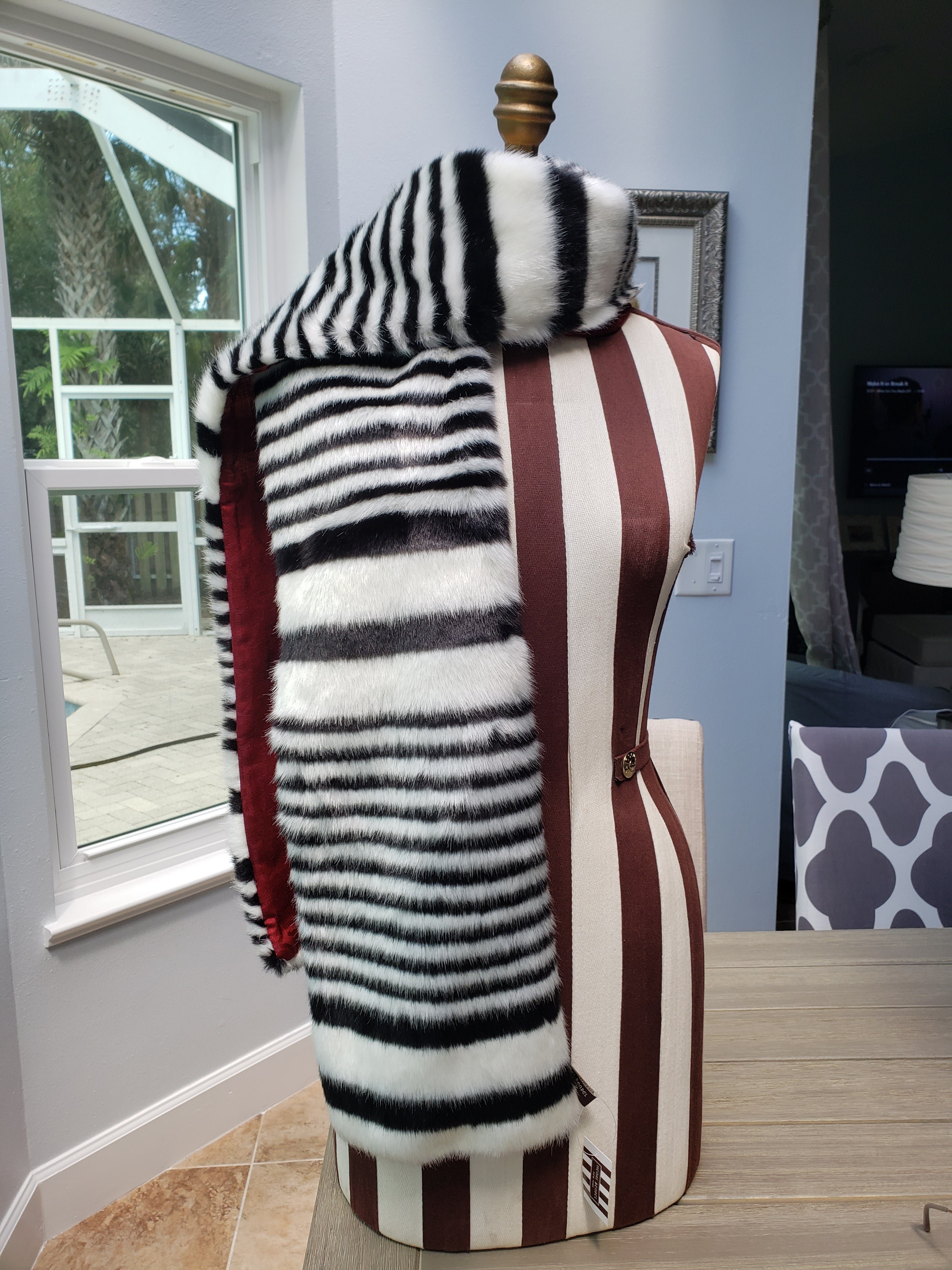 Henri Bendel Striped Faux Fur Scarf