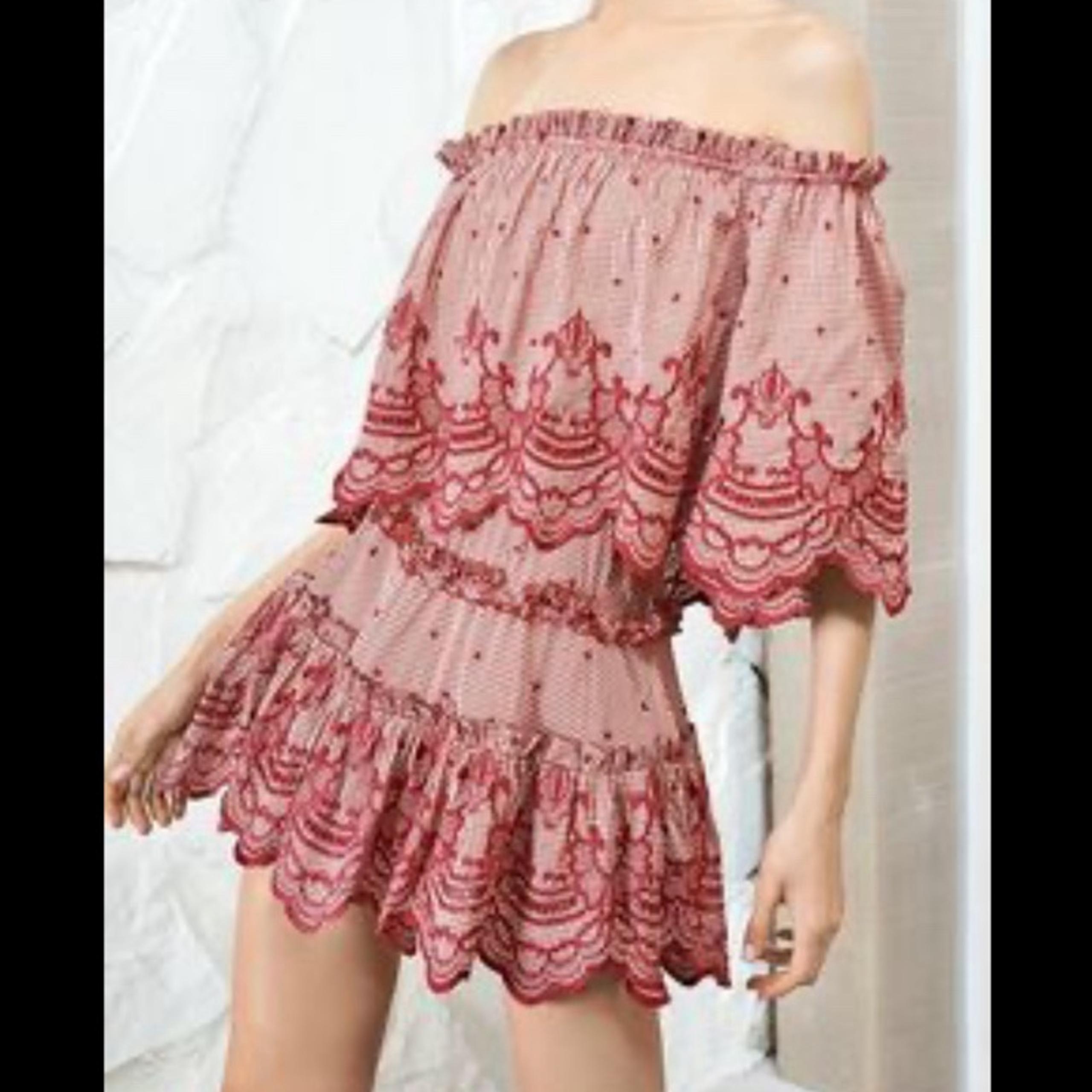 ALEXIS 2 Piece Set Sz S Ellis Top & Rafaella Skirt in Magenta Eyelet Gingham