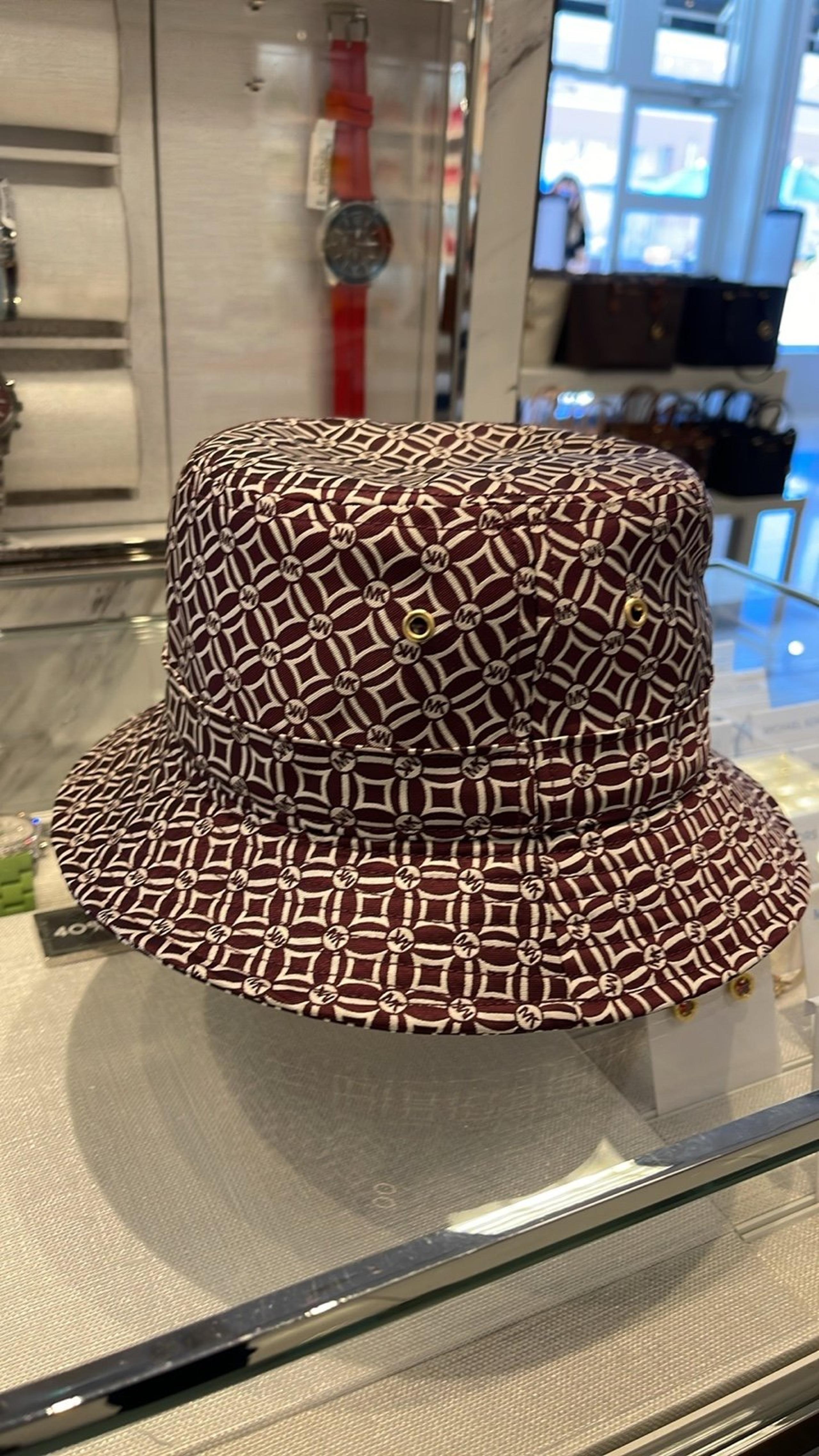 Michael Kors Women’s MK Logo Jacquard Bucket Hat
 Oxblood 
NWT