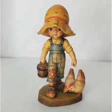 Anri Morning Chores Carving Sarah Kay Design Valentine Chickens 4 Made In Italy