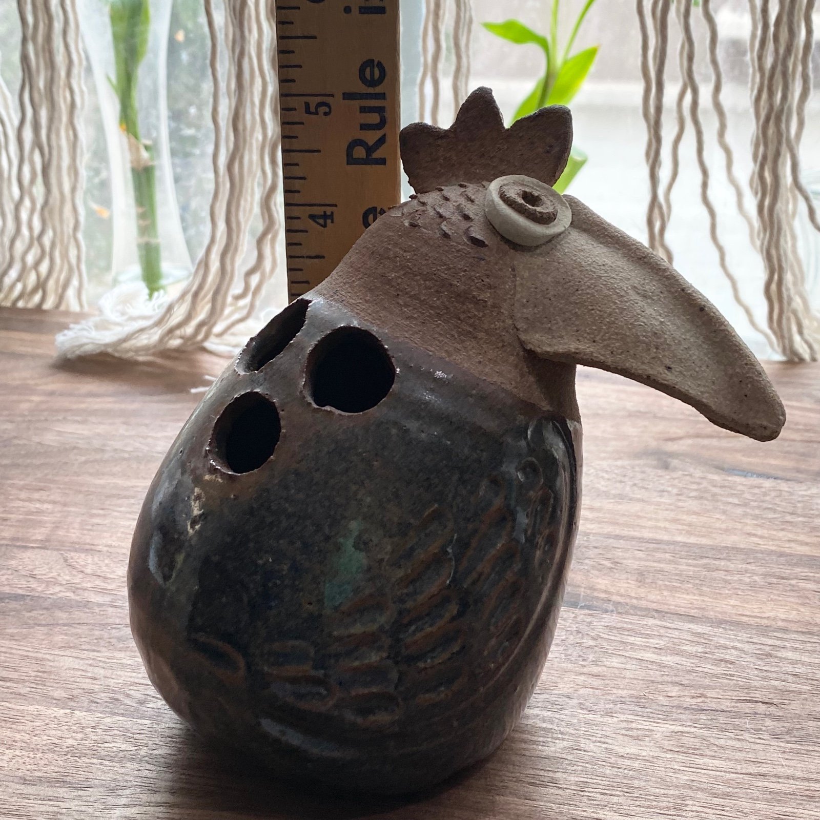 Unique Clay Pottery Bird Sculpture Figurine Toothbrush Holder?. Pre-owned in gre shops