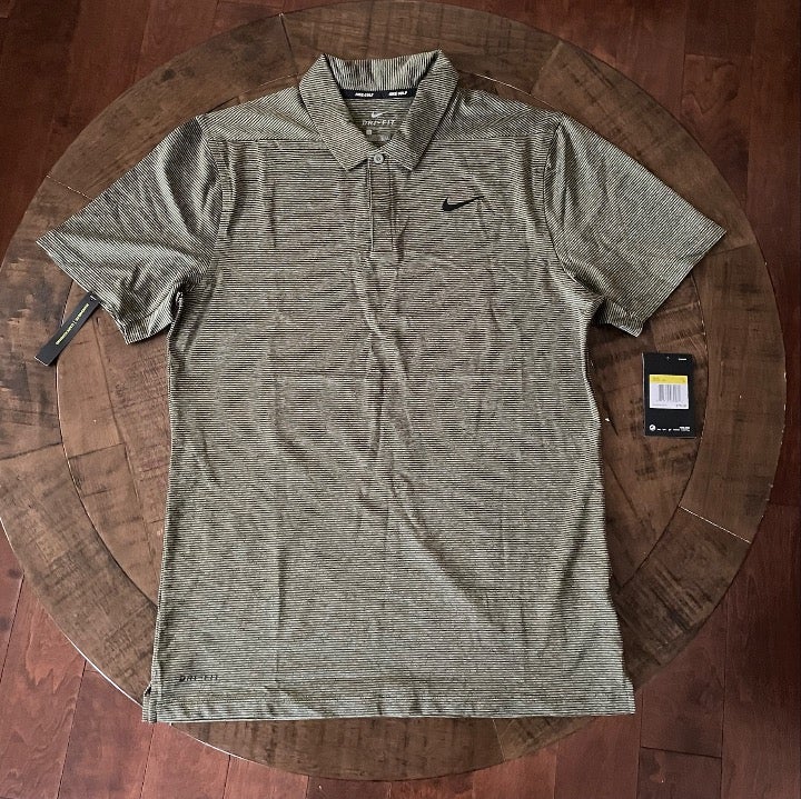 Nike Golf Dri Fit Polo Shirt Striped Green Short Sleeve Men's Size S.