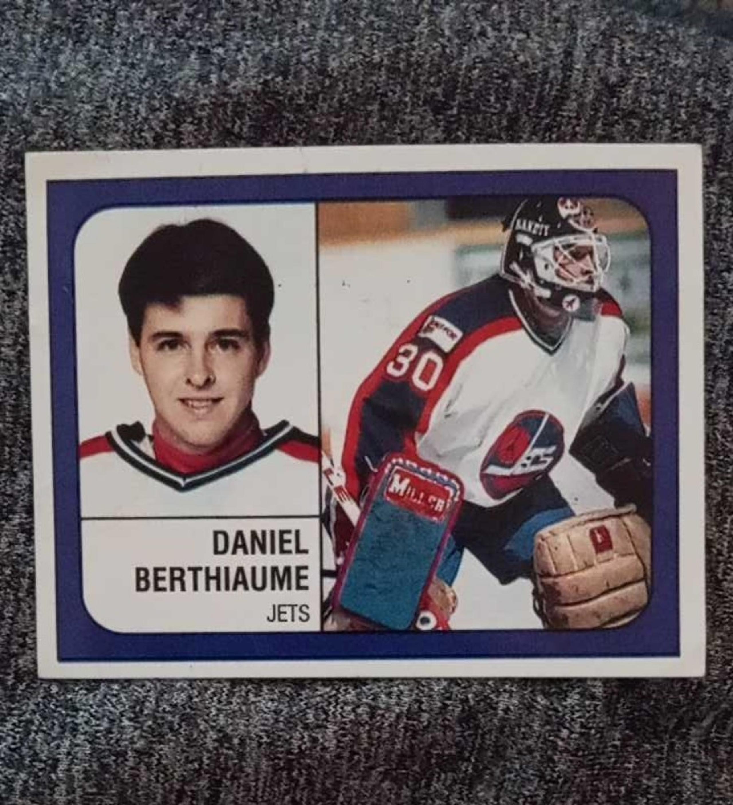 1988-89 Panini #148 Daniel Berthiaume Jets Hockey Trading Sticker Card