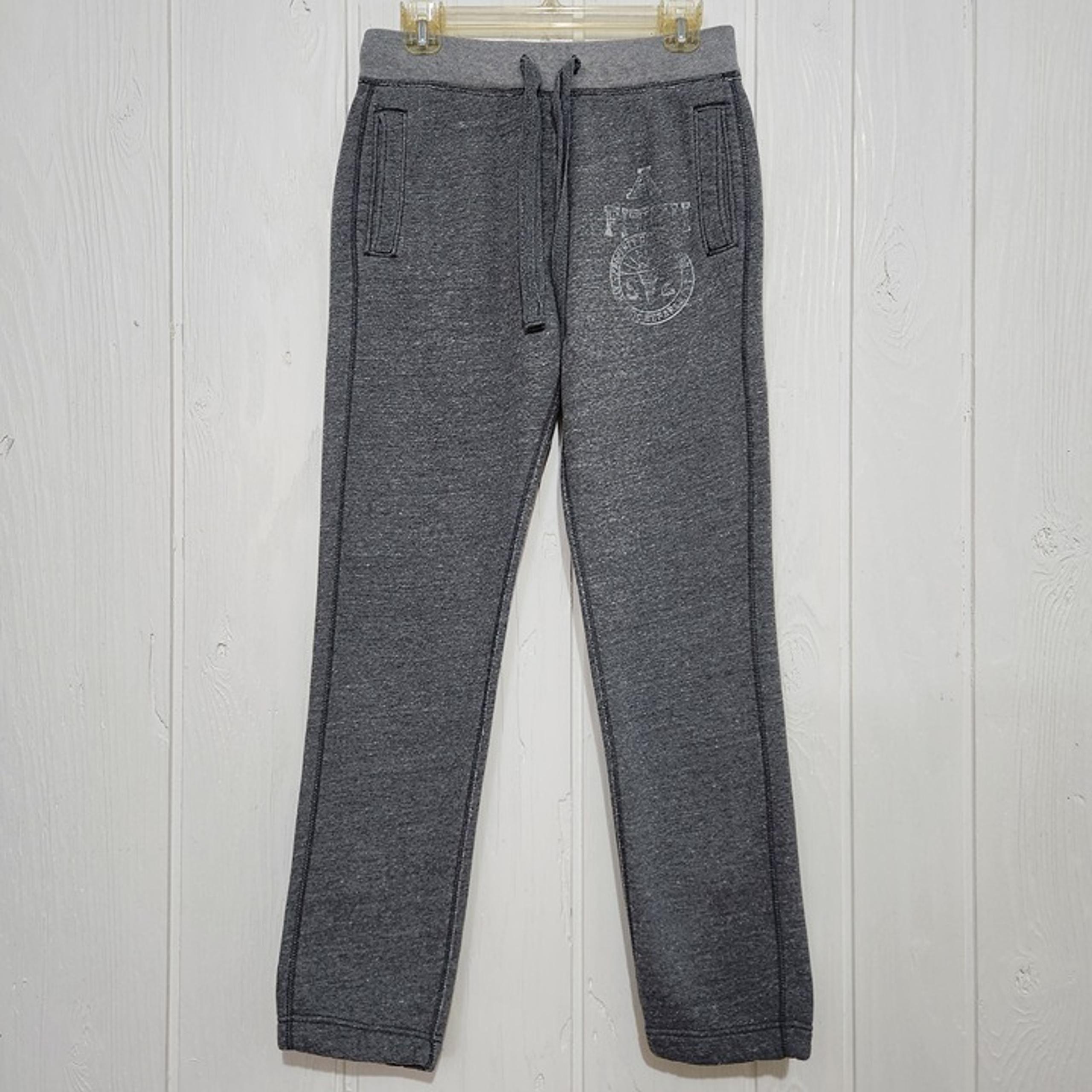 Abercrombie & Fitch Men's Size S Gray Fleece Sweatpants Drawstring Faded Graphic