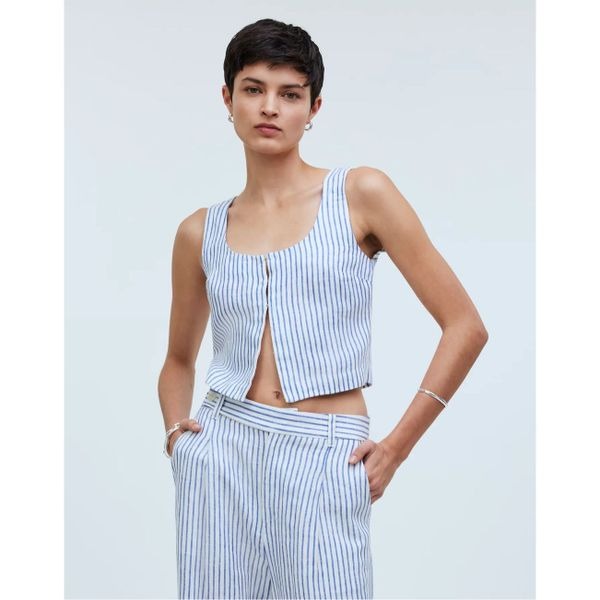 68 Madewell scoop neck crop tank linen