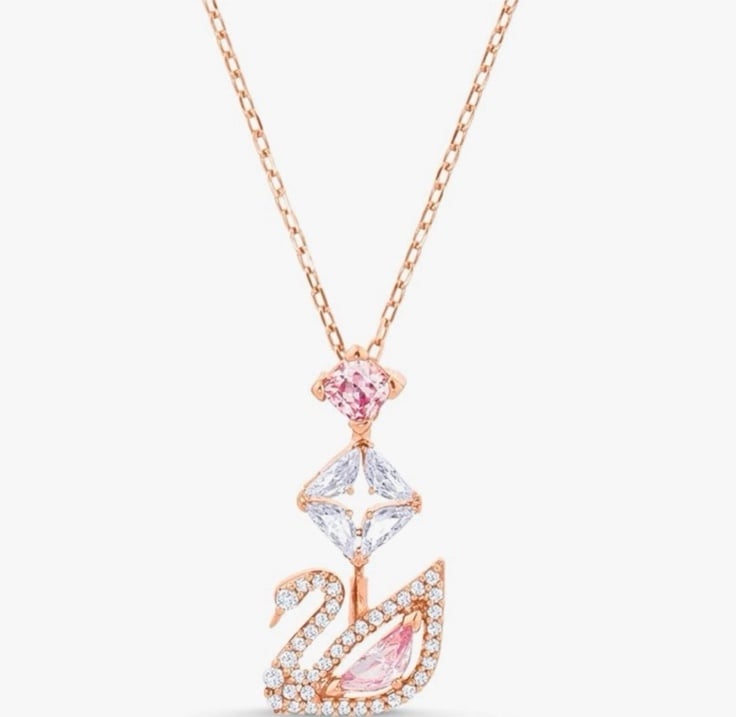 NWT Swarovski dazzling swan rose gold necklace