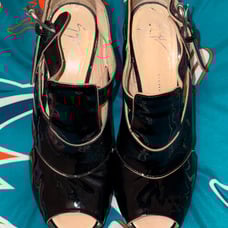 GIUSEPPE ZANOTTI BLACK PATENT Leather PLATFORM wedge Heels