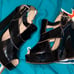 GIUSEPPE ZANOTTI BLACK PATENT Leather PLATFORM wedge Heels