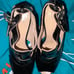 GIUSEPPE ZANOTTI BLACK PATENT Leather PLATFORM wedge Heels