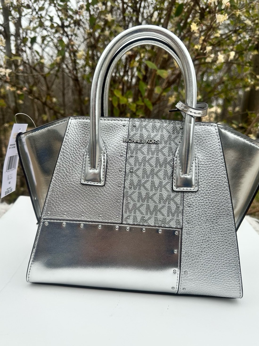 Michael kors Avril small satchels patch work silver leather crossbody