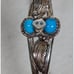 Vtge Navaho bracelet Sterling Silver BlueTurquoise signed H SpencerWrist5.5-6.75