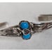 Vtge Navaho bracelet Sterling Silver BlueTurquoise signed H SpencerWrist5.5-6.75
