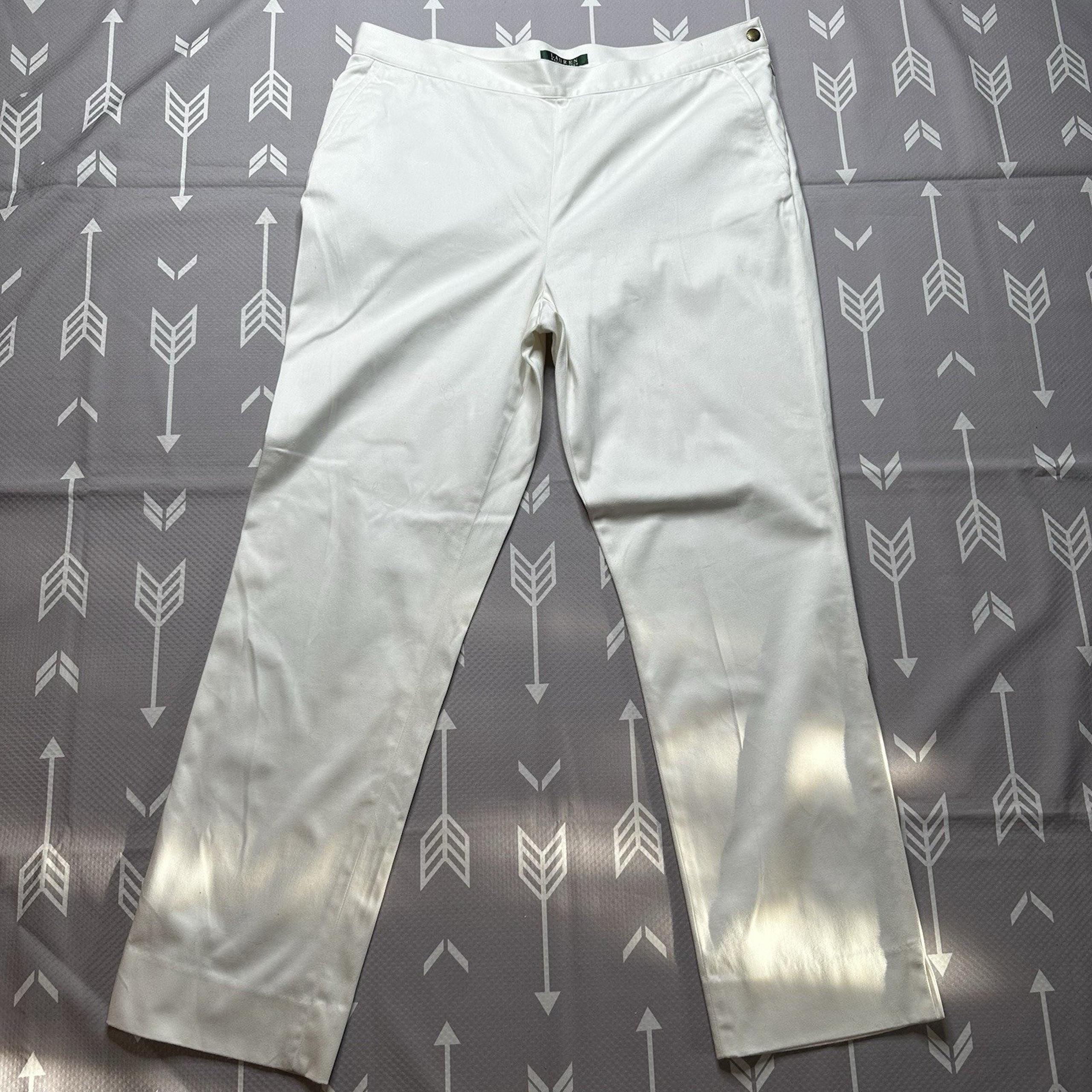 Lauren Ralph Lauren Trousers Women's Sz 14 High Waist Straight Legs White