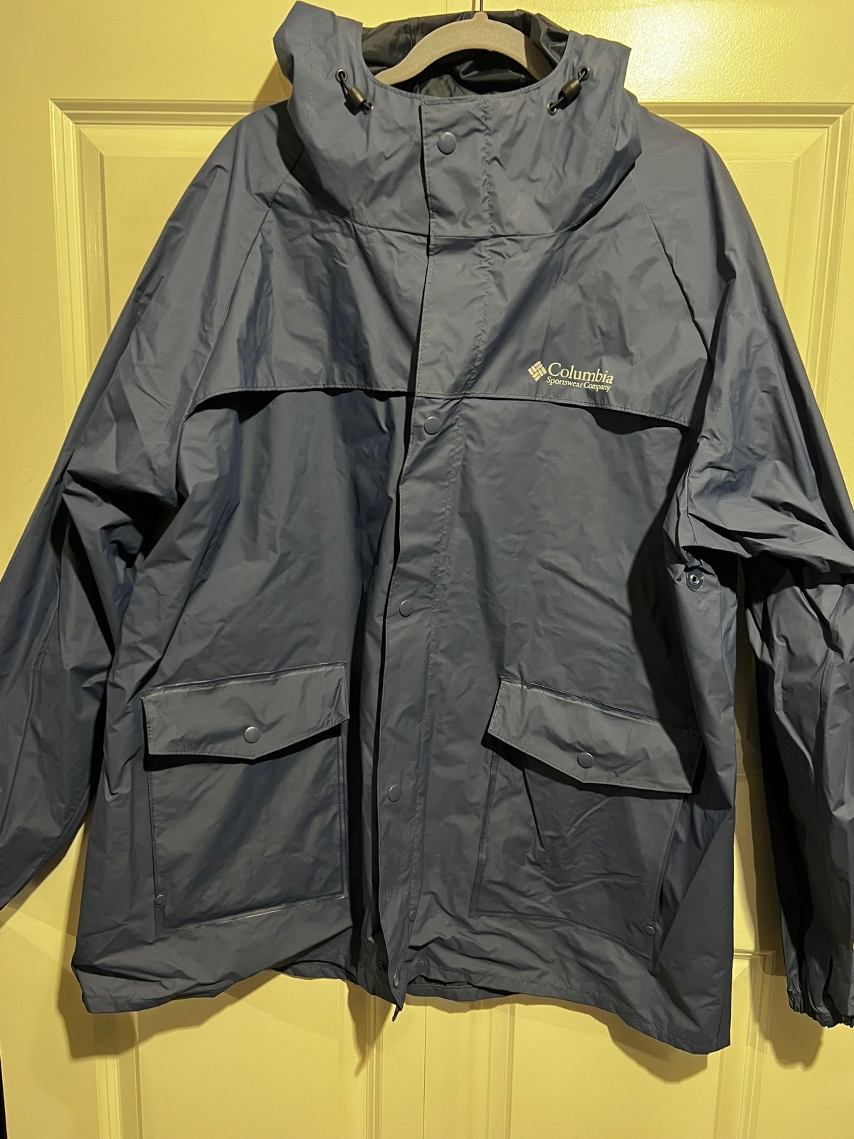 Columbia Mens XXL Blue Hooded Full Zip Waterproof Rain jacket
