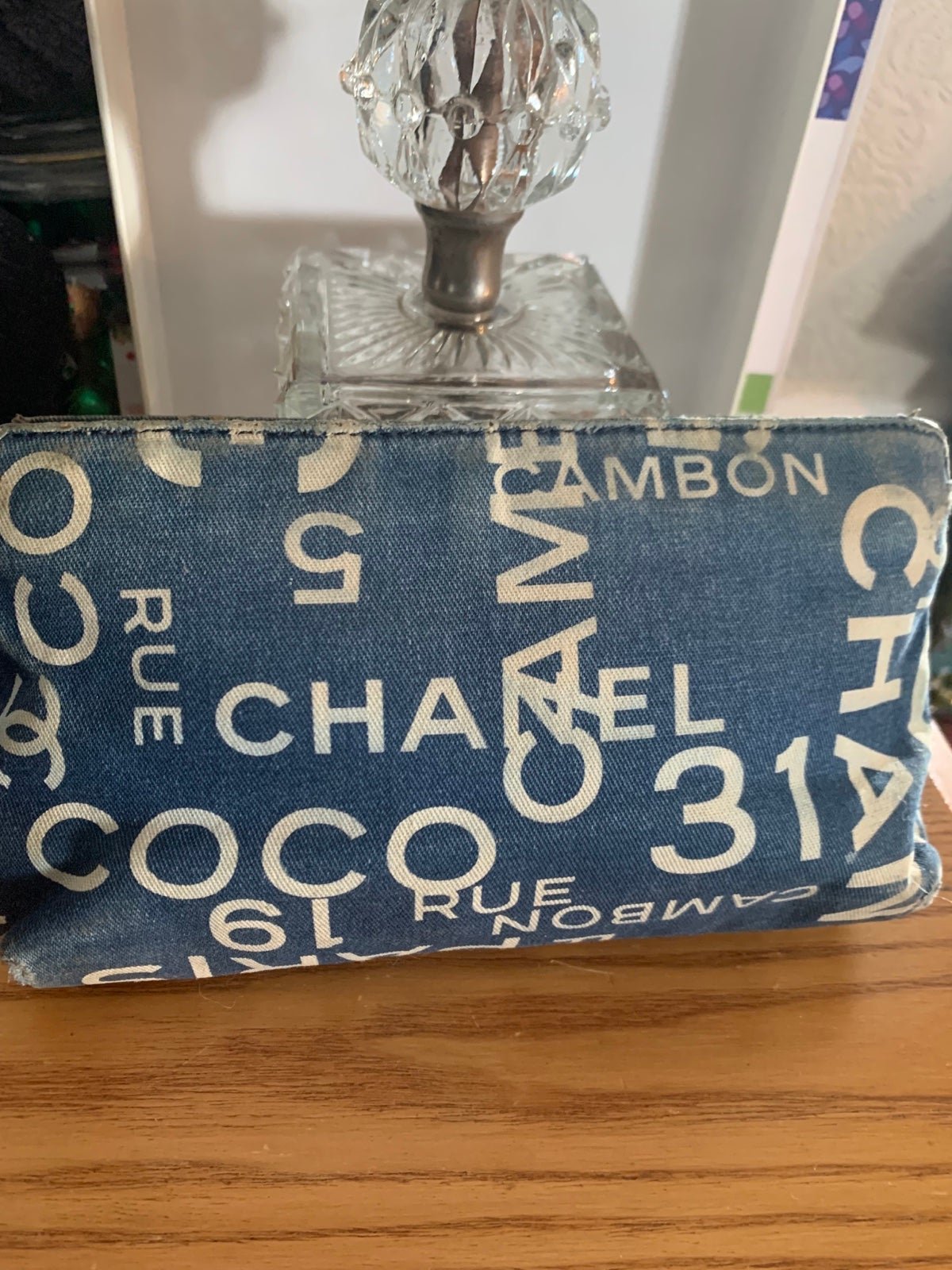 CHANEL Cambon Blue Denim Cosmetic/Clutch Bag