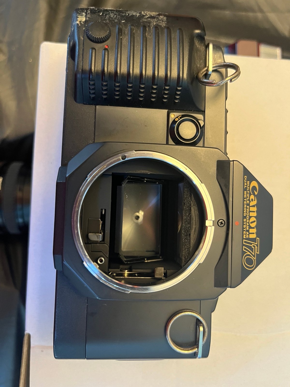 Vintage Canon T-70 35mm SLR Film Camera / For Parts / As-Is. Lens/flash Works