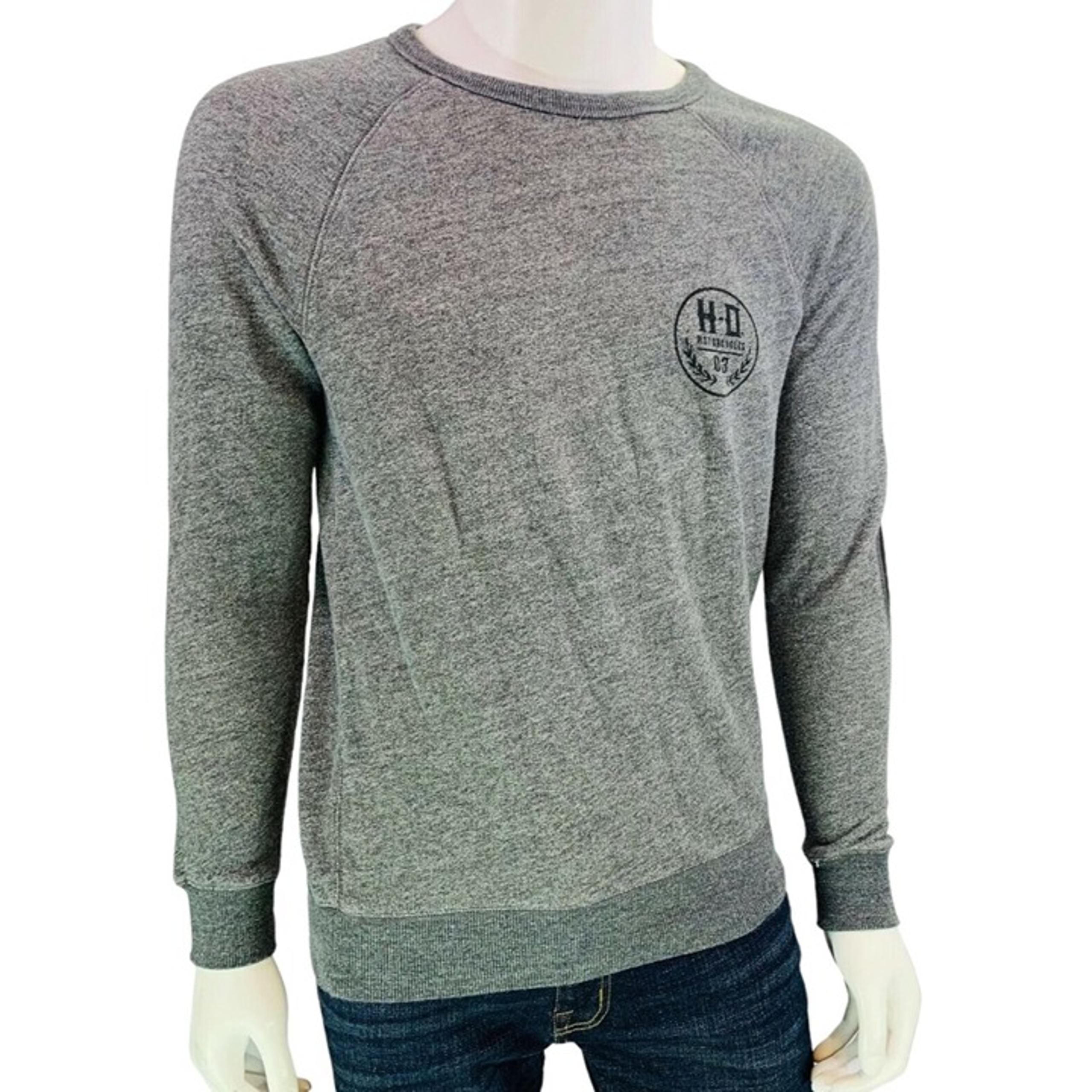 Harley Davidson Mens Sweatshirt Elbow Patch Cotton Terry Gray Long Sleeve Size M - Harley-Davidson
