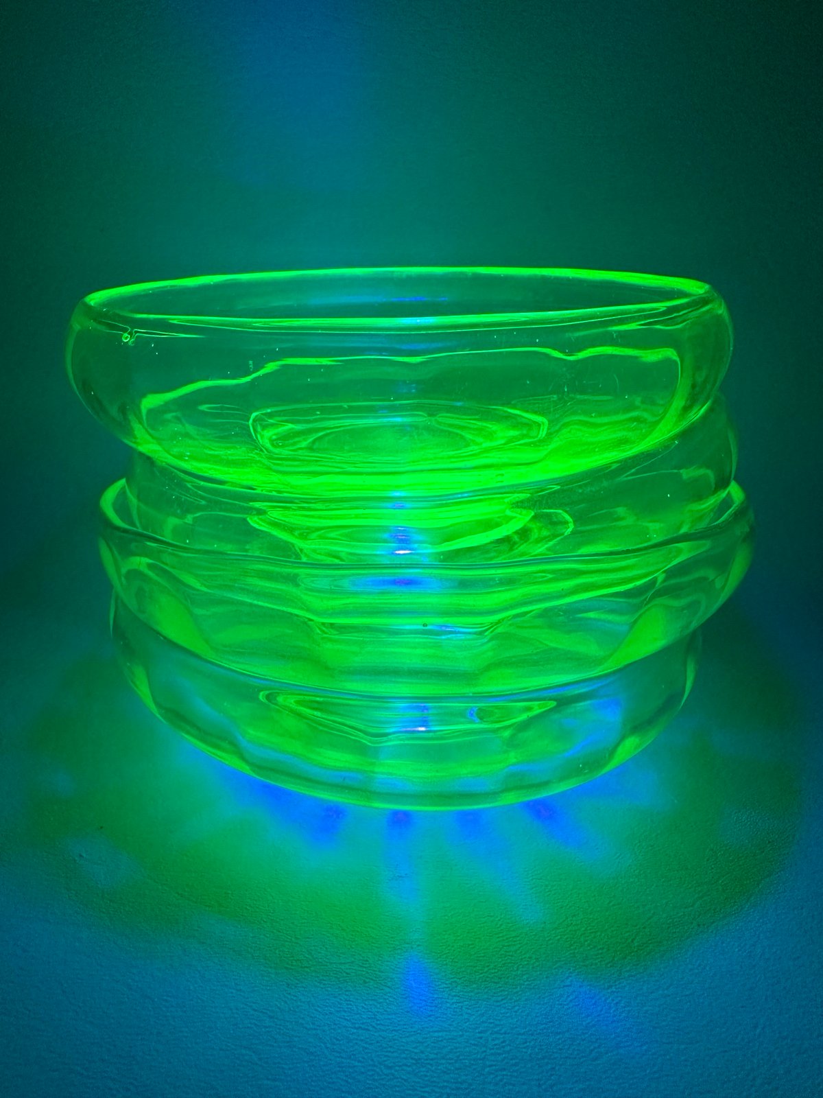 Vintage Uranium Glass Footed Bowls