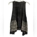 POL Open Front Sleeveless Cardigan Vest Sz S Black Lace Grunge Boho Embroidered