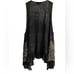 POL Open Front Sleeveless Cardigan Vest Sz S Black Lace Grunge Boho Embroidered