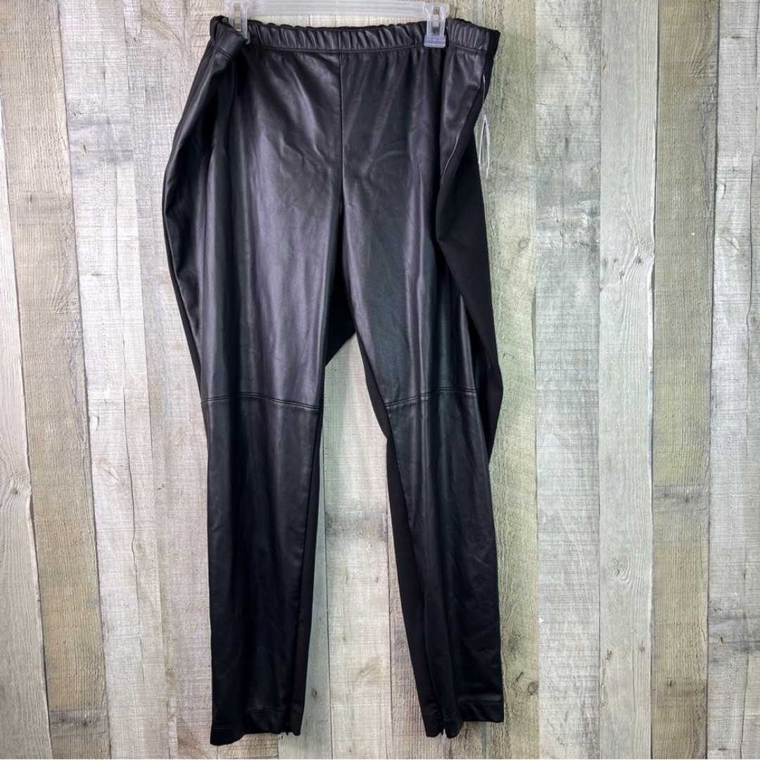 Bar lll Size 3X Faux Pleather Pull On Pants Stretch Waistband Zipper Pant Legs