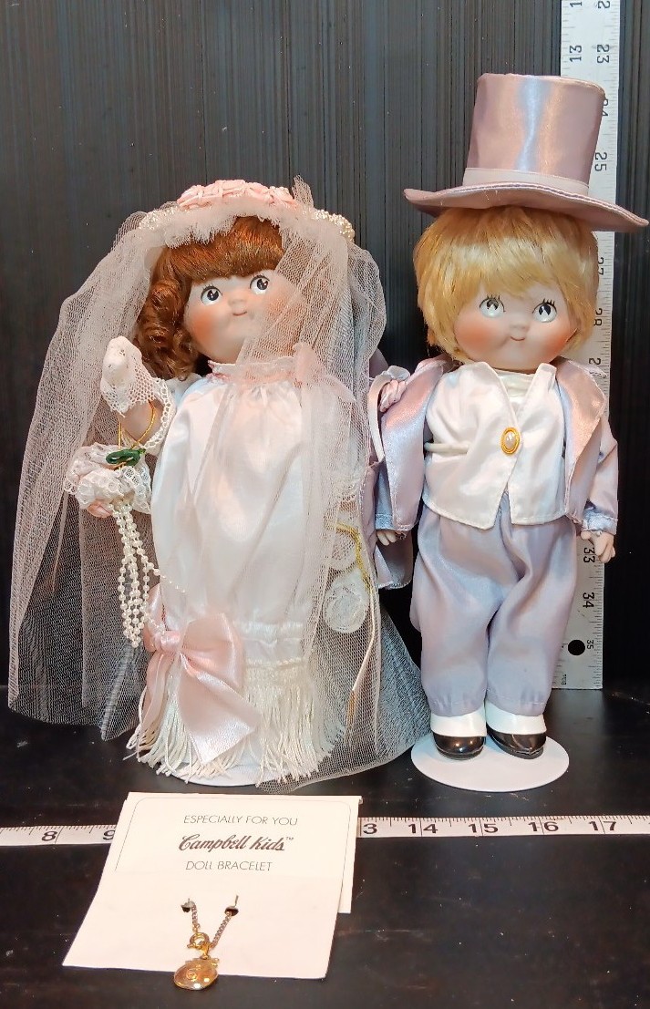 Vintage Campbell's Kids Porcelain Bride & Groom Doll Set