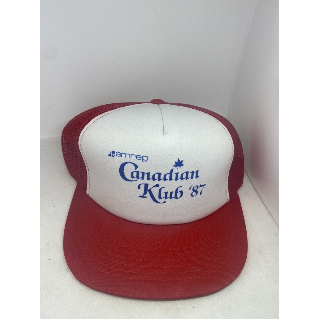 Vintage Amrep Canadian Klub ‘87 Flat Bill Snapback Truckers Hat MINT Cap Liquor