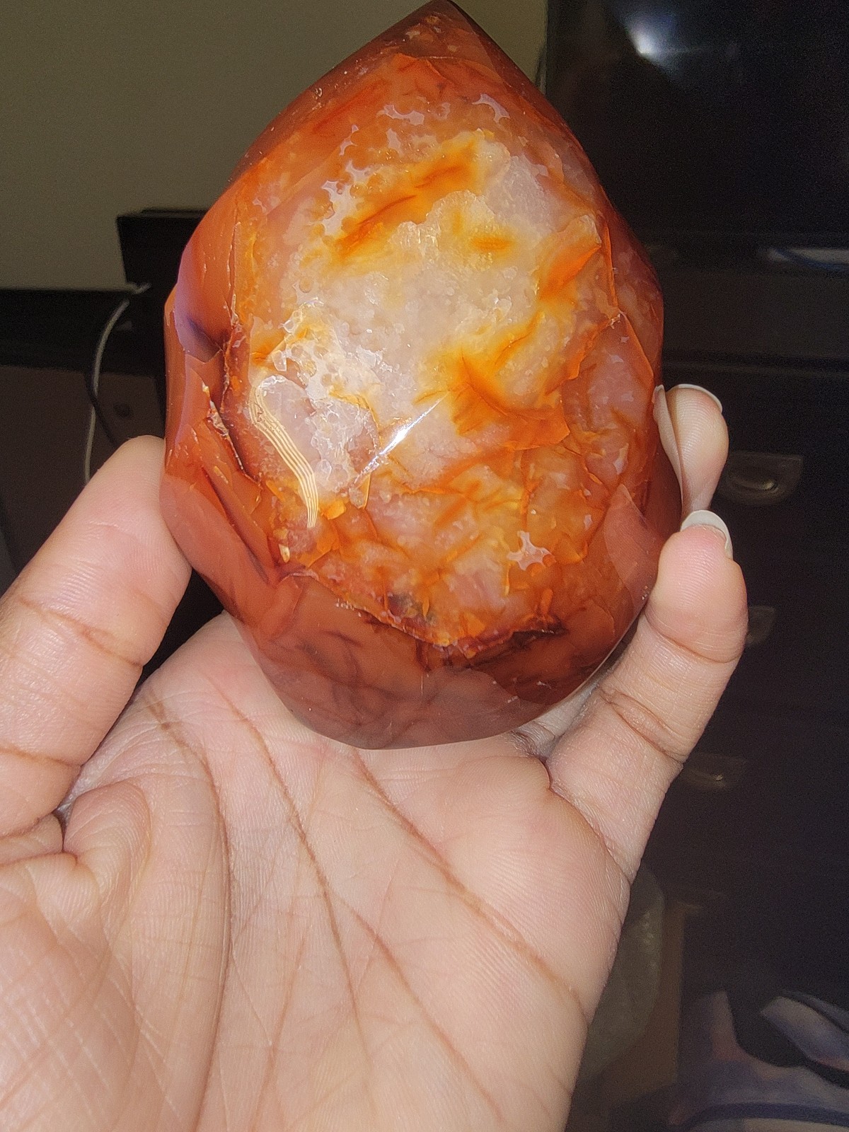 694g Natural Rare Carnelian Flame Crystal Quartz Stone Gift Healing Reiki