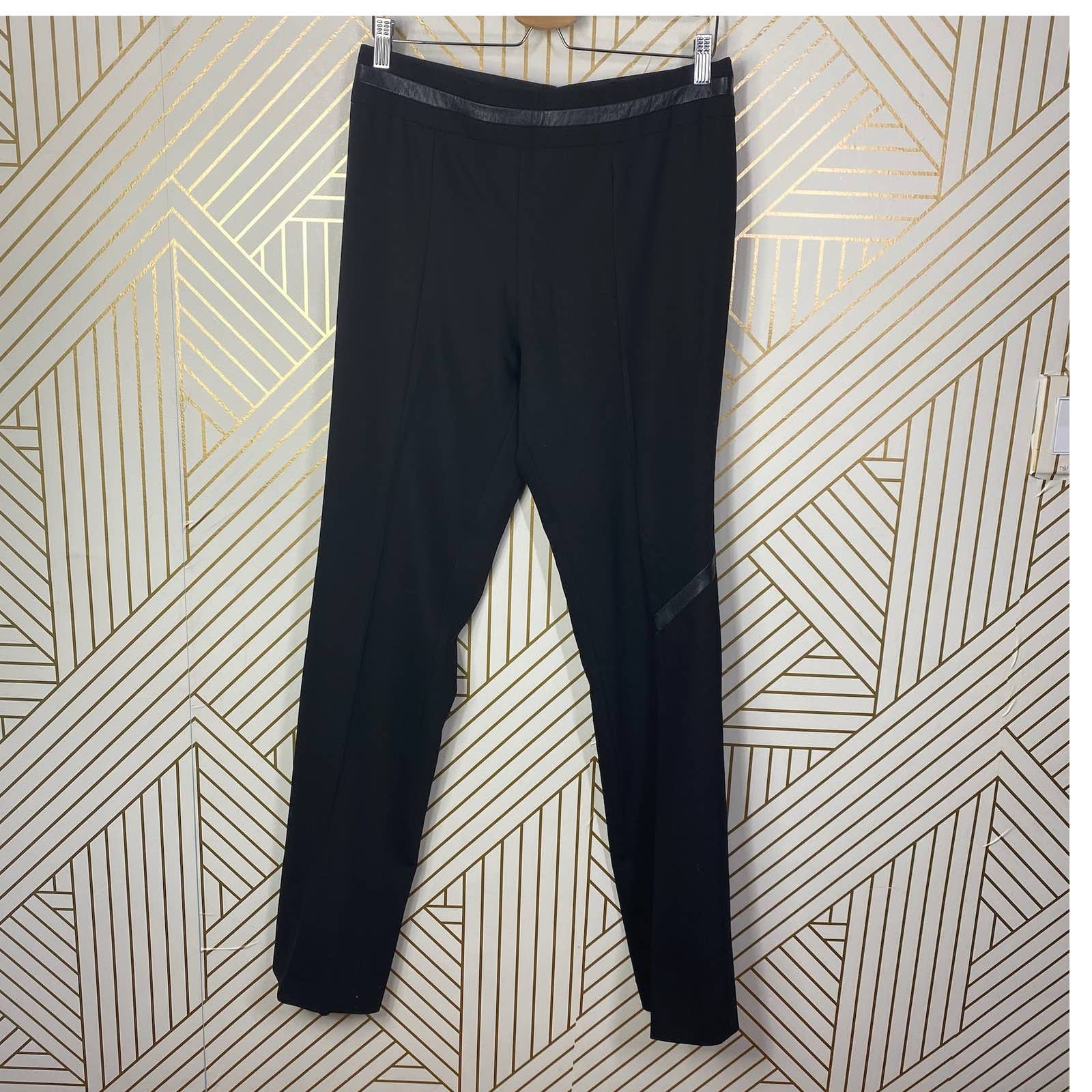 Bally Leather Accent Black Dress Pants Size US 8