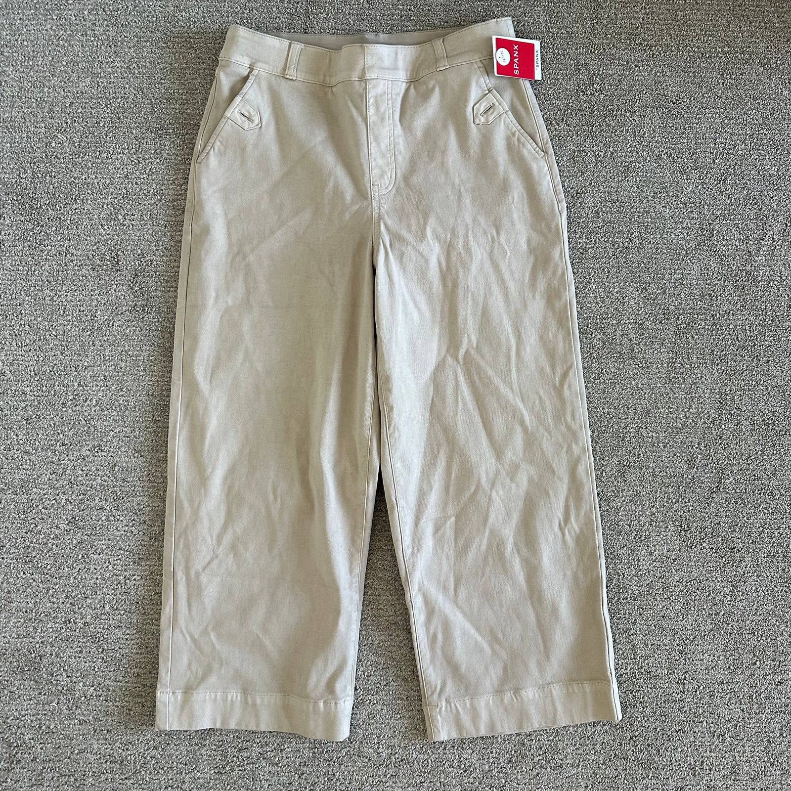 NWT SPANX Stretch Twill Cropped Wide Leg Pant - Large Petite