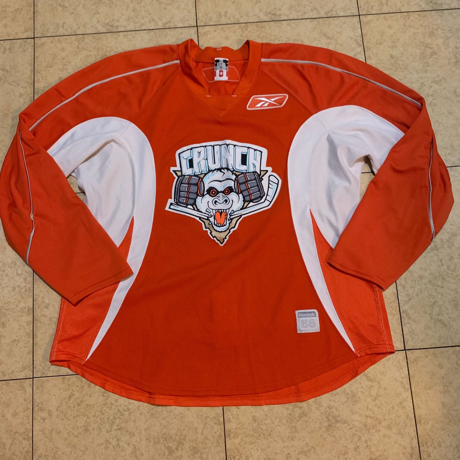 Syracuse Crunch Hockey Jersey AHL Size 58 Reebok Vintage Rare Orange Jersey