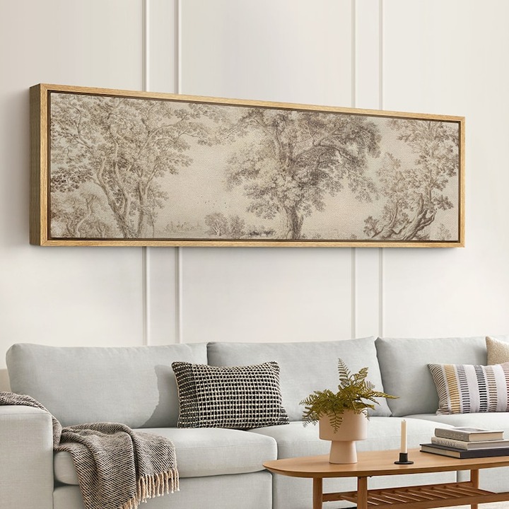 Framed Canvas Oversized Large Wall Art Abstract Sketch Wilderness Forest Landsca