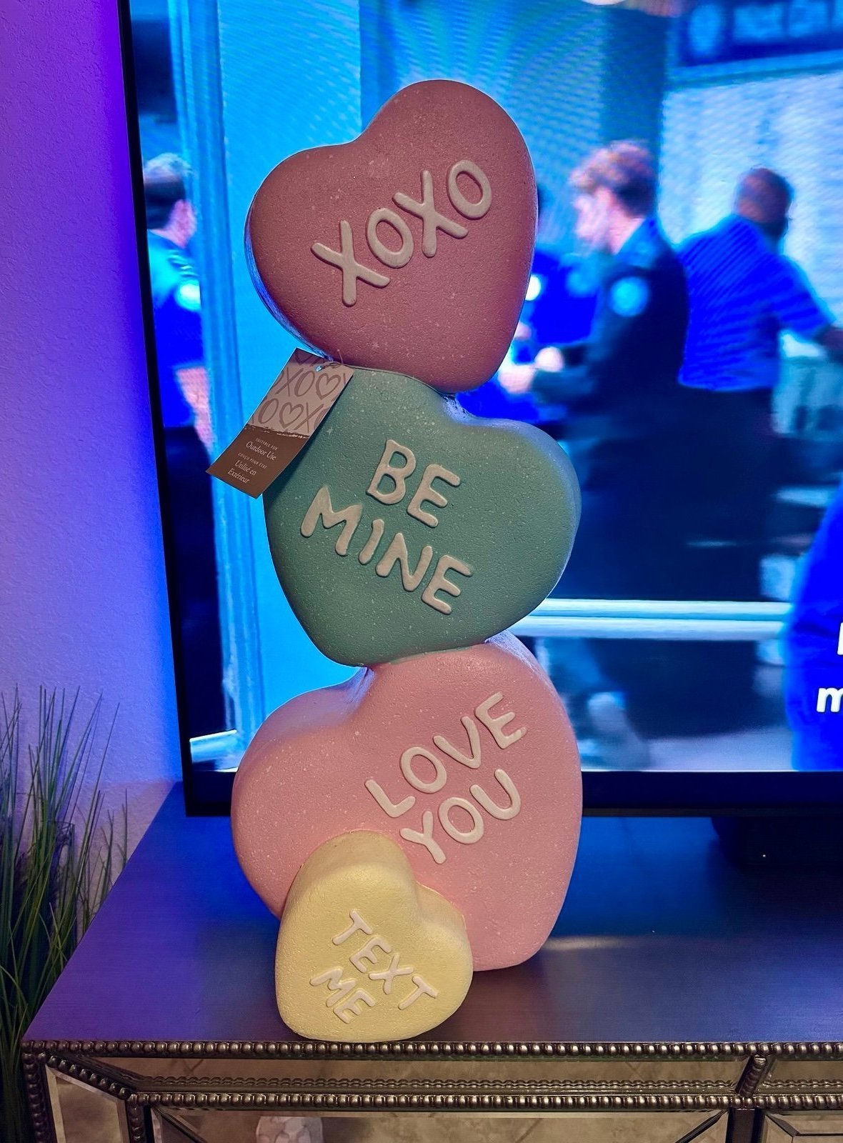 Stacked Candy Hearts Valentine’s Day Statue
