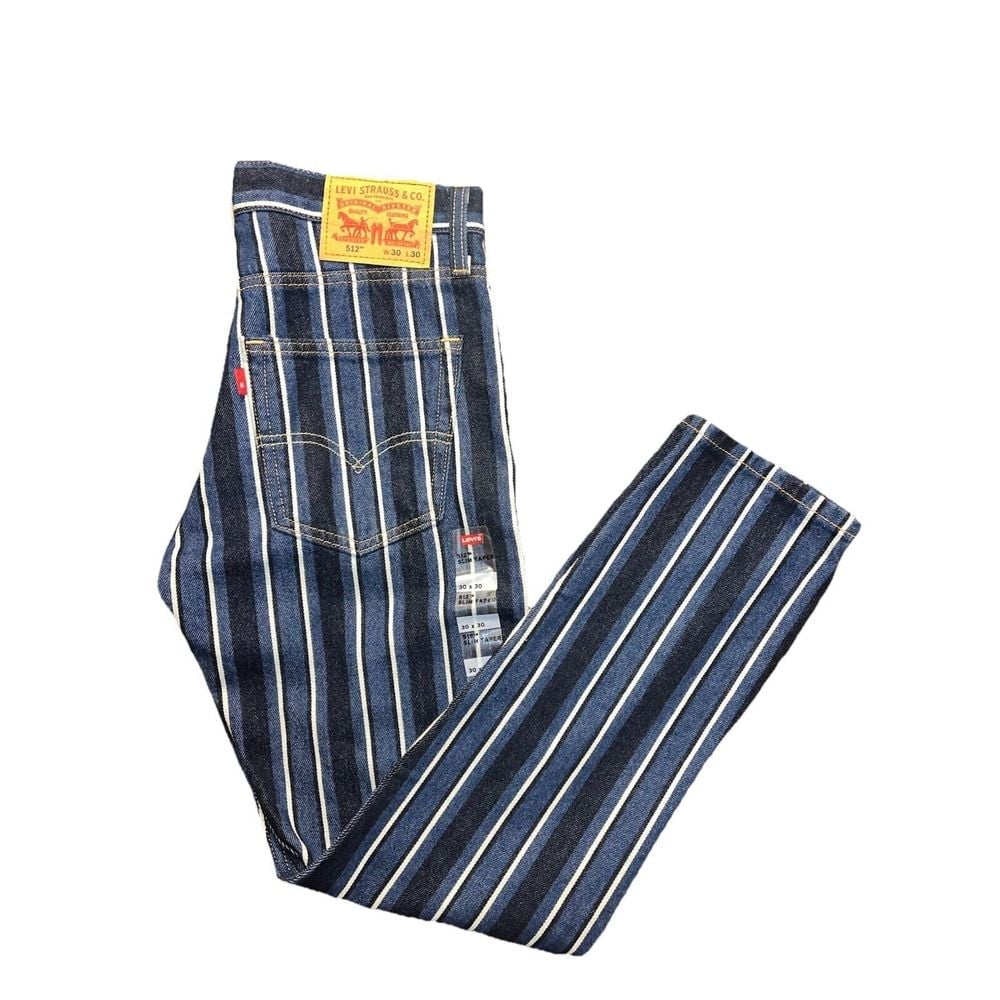 Levi's Jeans 512 Men's Size 30x30 Slim Taper Denim Multi Blue Striped NWOT