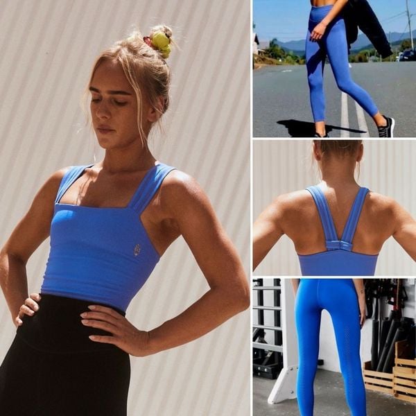 NEW Free People Good Karma Leggings & Radar Longline Bra | SWIM CLUB