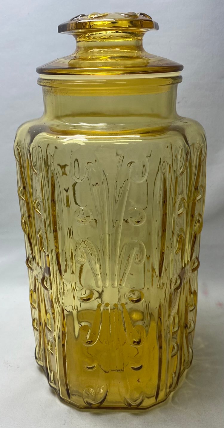 L.E. SMITH Amber ATTERBURY SCROLL 11 1/2 Canister