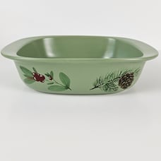 Pfaltzgraff Stoneware WINTERWOOD Green 10 Rectangular Baker