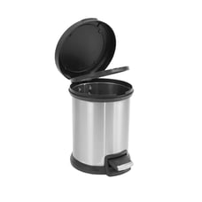 Mainstays 1.3 Gallon Round Trash Can Stainless Steel Bathroom Step -cdfr